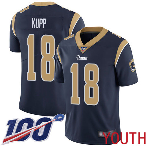 Los Angeles Rams Limited Navy Blue Youth Cooper Kupp Home Jersey NFL Football #18 100th Season Vapor Untouchable->youth nfl jersey->Youth Jersey